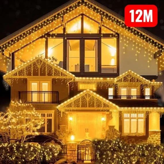 Instalație Crăciun Turturi, 12 m, 300 LED-uri, Alb Cald - MagiaBradului