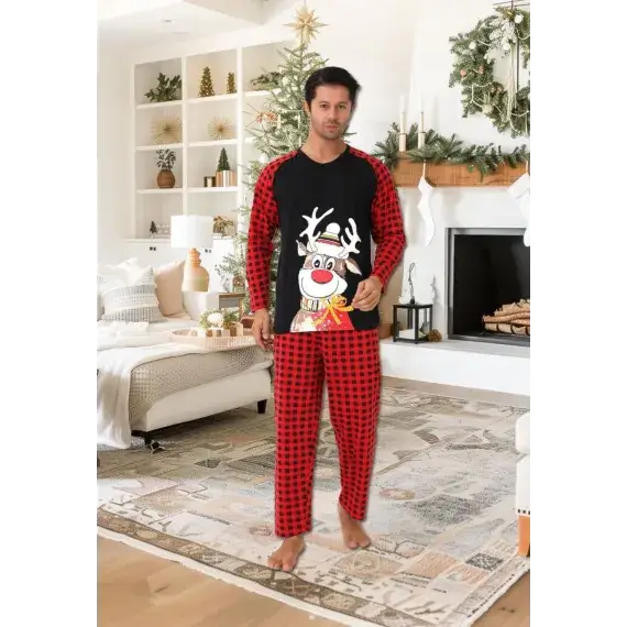 Pijama Barbati , Colectie Craciun , Maneca Lunga, Bumbac 100% - MagiaBradului