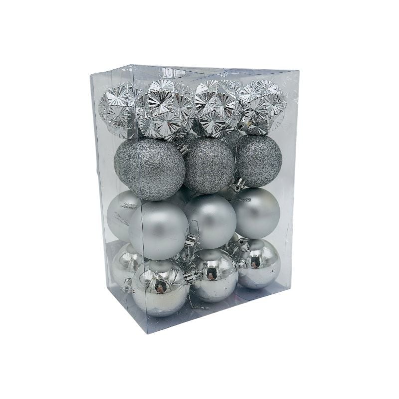 Set 24 globuri de Craciun pentru brad - MagiaBradului