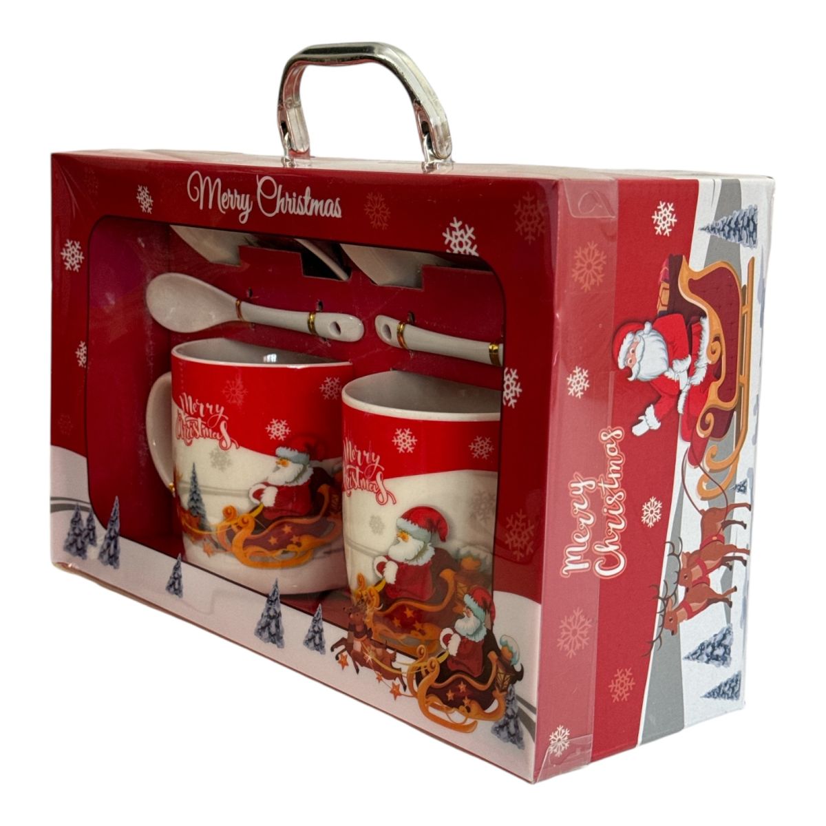 Set cadou cană cu capac și linguriță Crăciun - MagiaBradului