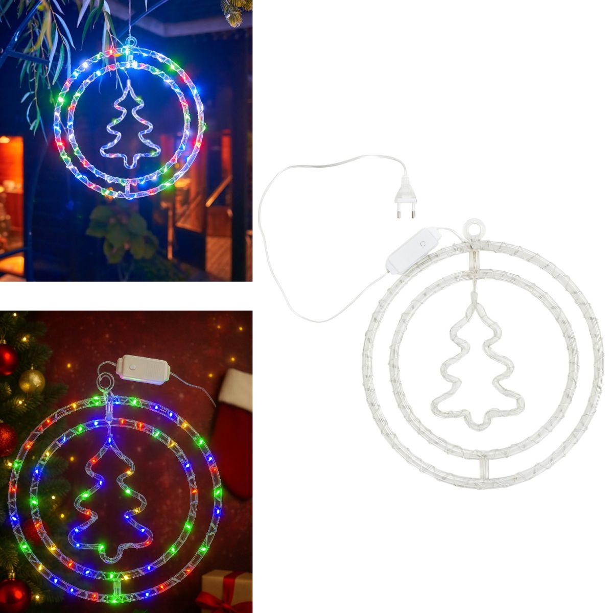 Decoratiune Crăciun 30cm Model Brad cu Lumină Multicoloră LED