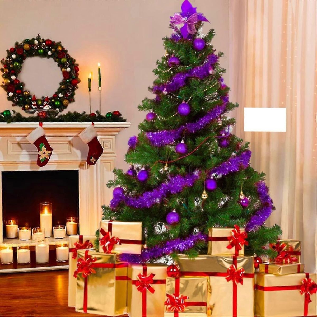 Beteala decorativa de Craciun 2 metri pentru brad si decor interior - MagiaBradului