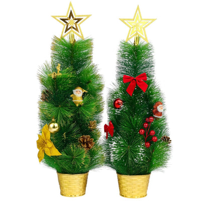 Brad Decorativ 50cm de Crăciun, în Ghiveci Auriu cu Ornamente