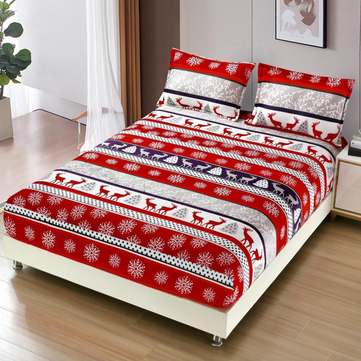 Huse de saltea cocolino cu 2 fete perne model de Craciun - MagiaBradului