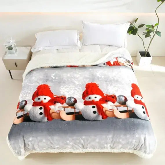 Patura cocolino cu blăniță model de Craciun 200x230cm - MagiaBradului