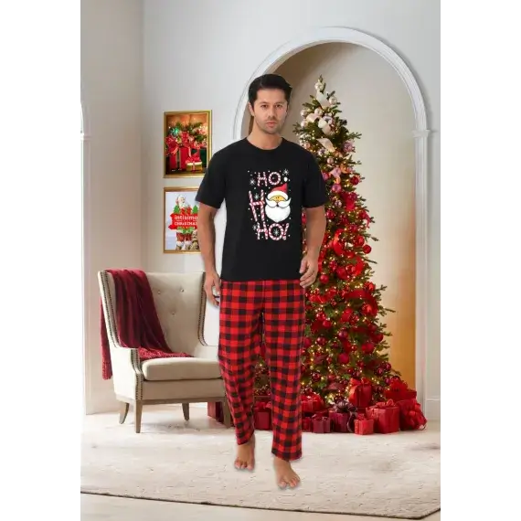 Pijama Barbati , Colectie Craciun  Maneca Scurta, Bumbac 100%, - MagiaBradului