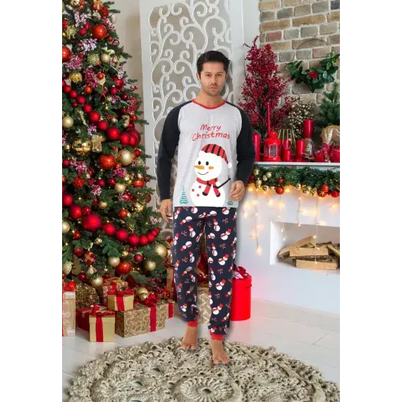 Pijama Barbati , Colectie Craciun , Maneca Lunga, Bumbac 100% - MagiaBradului