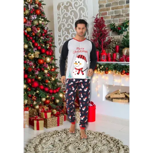 Pijama Barbati , Colectie Craciun , Maneca Lunga, Bumbac 100% - MagiaBradului