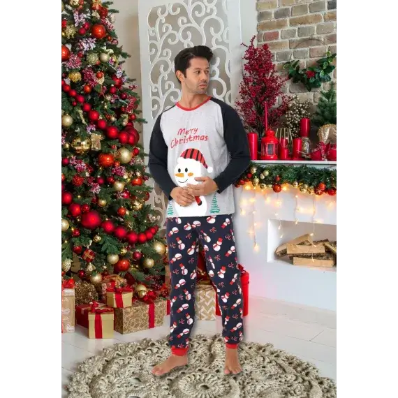 Pijama Barbati , Colectie Craciun , Maneca Lunga, Bumbac 100% - MagiaBradului