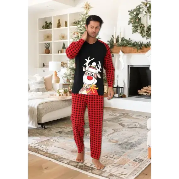 Pijama Barbati , Colectie Craciun , Maneca Lunga, Bumbac 100% - MagiaBradului