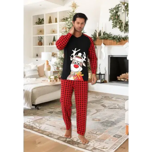 Pijama Barbati , Colectie Craciun , Maneca Lunga, Bumbac 100% - MagiaBradului