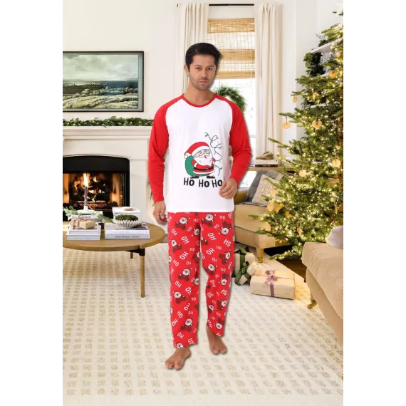 Pijama Barbati, Colectie Craciun , Maneca Lunga, Bumbac 100% - MagiaBradului