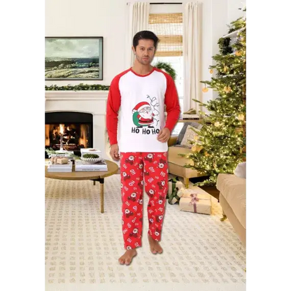 Pijama Barbati, Colectie Craciun , Maneca Lunga, Bumbac 100% - MagiaBradului
