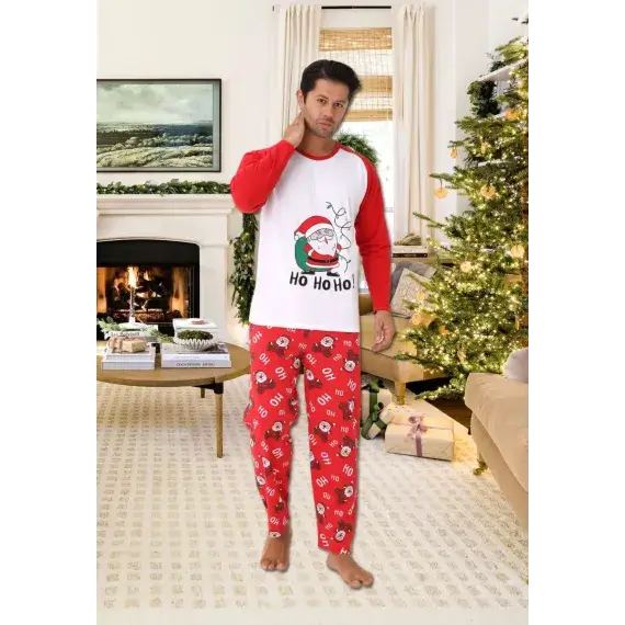 Pijama Barbati, Colectie Craciun , Maneca Lunga, Bumbac 100% - MagiaBradului