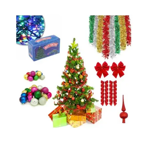 Brad artifical 180cm cu suport metalic si accesorii incluse pentru impodobit si instalatie - MagiaBradului