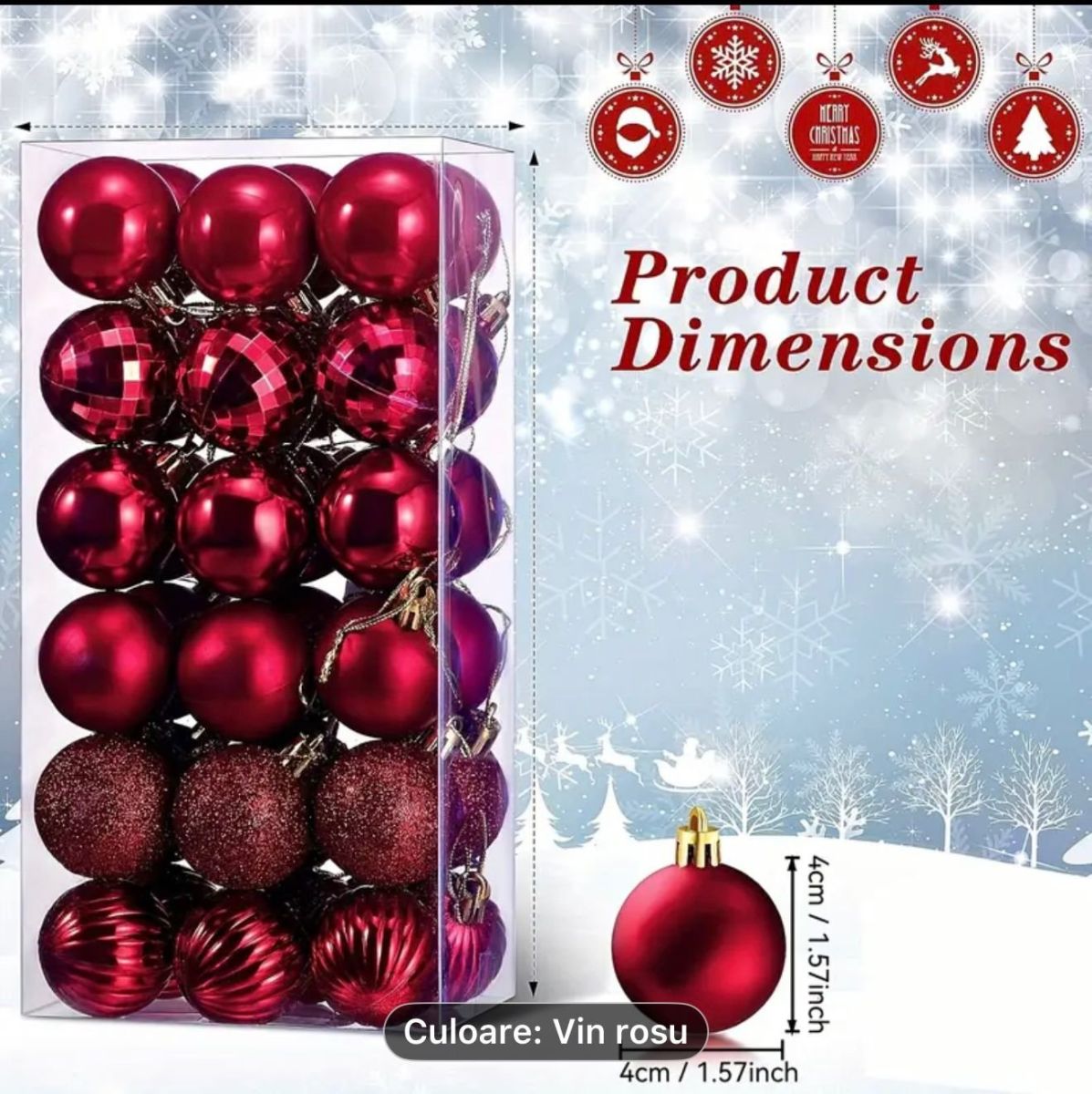 Set 36 globuri de Craciun pentru brad