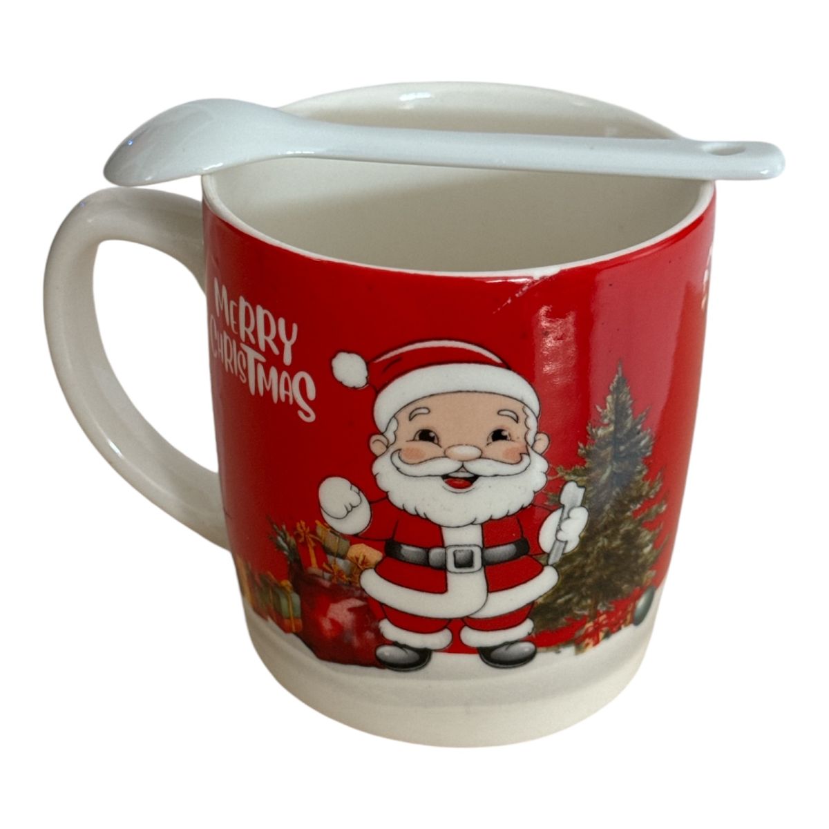 Set cadou cană cu capac ,linguriță și ornament Crăciun - MagiaBradului