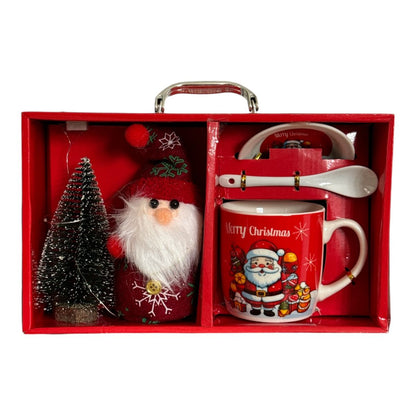 Set cadou cană cu capac ,linguriță și ornament Crăciun - MagiaBradului