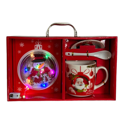 Set cadou cană cu capac ,linguriță și ornament Crăciun - MagiaBradului