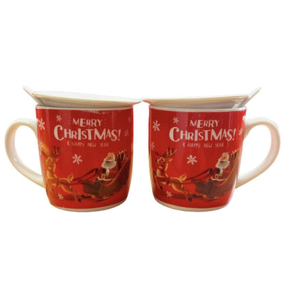 Set cadou cană cu capac și linguriță Crăciun - MagiaBradului