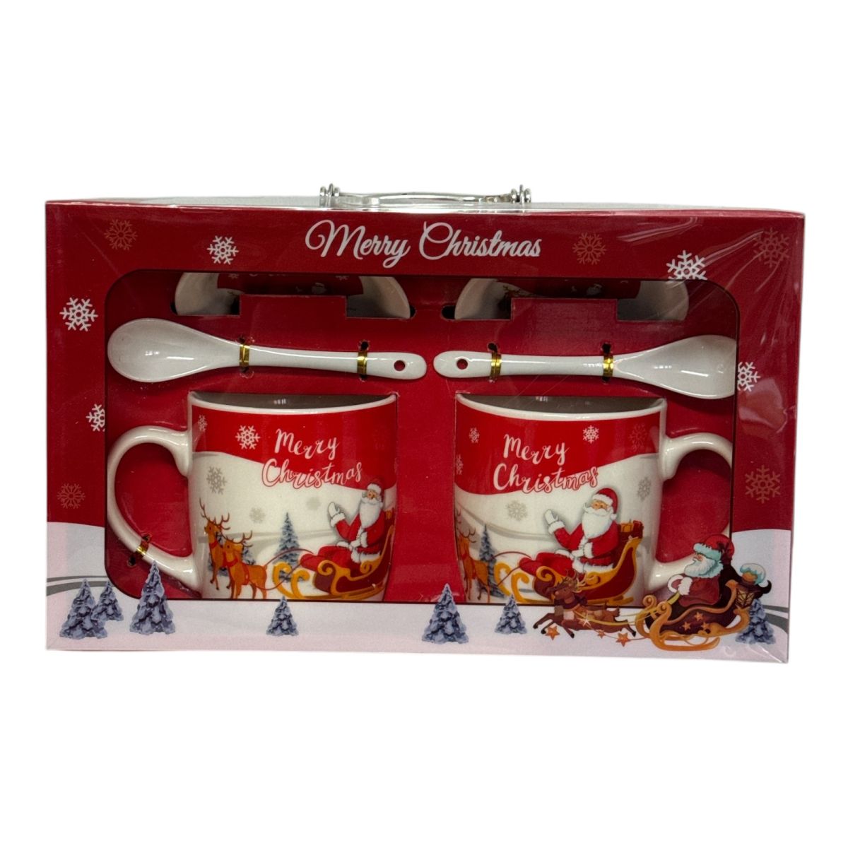 Set cadou cană cu capac și linguriță Crăciun - MagiaBradului