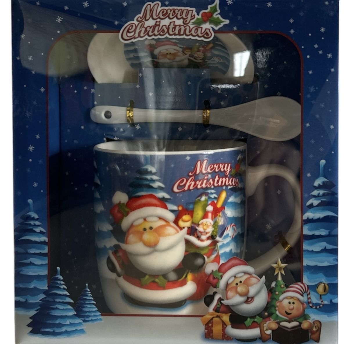 Set cadou engros Cană cu capac și linguriță Crăciun - MagiaBradului
