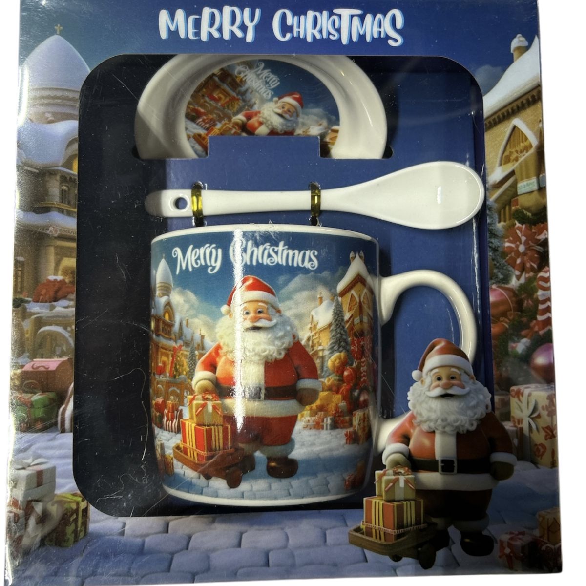 Set cadou engros Cană cu capac și linguriță Crăciun - MagiaBradului