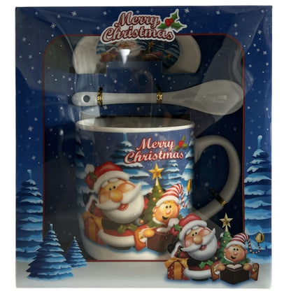 Set cadou engros Cană cu capac și linguriță Crăciun - MagiaBradului