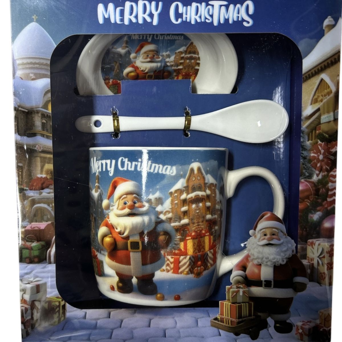 Set cadou engros Cană cu capac și linguriță Crăciun - MagiaBradului