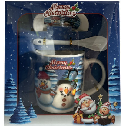Set cadou engros Cană cu capac și linguriță Crăciun - MagiaBradului