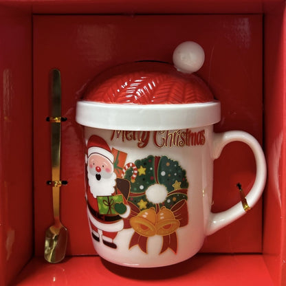 Set cadou Cană cu capac și linguriță Crăciun - MagiaBradului