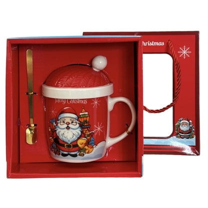 Set cadou Cană cu capac și linguriță Crăciun - MagiaBradului