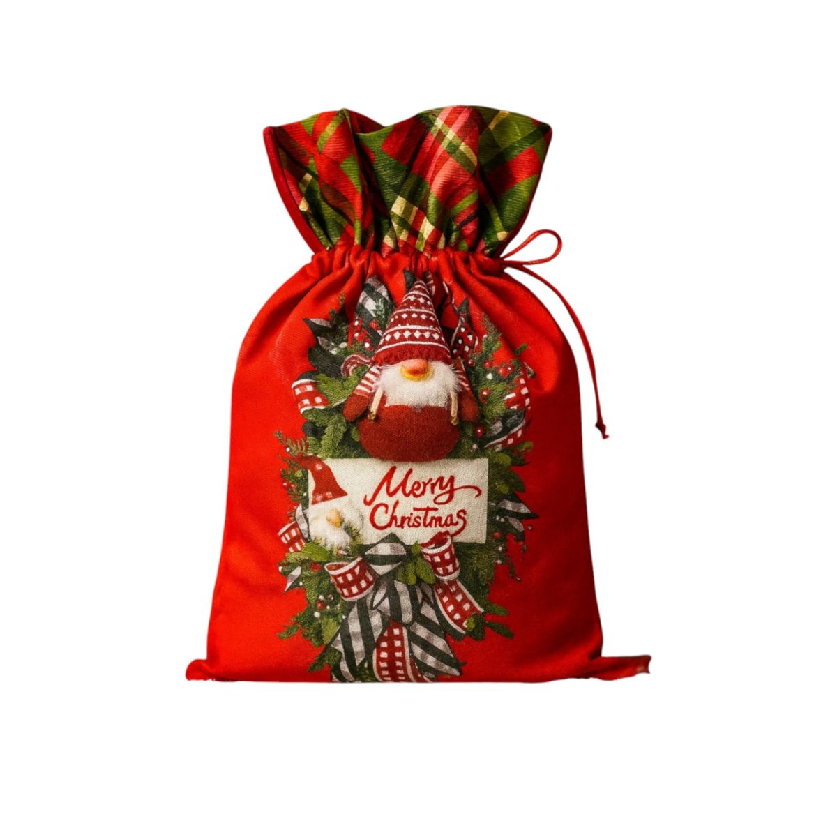 Săculeț de Crăciun din Material Textil cu Șnur