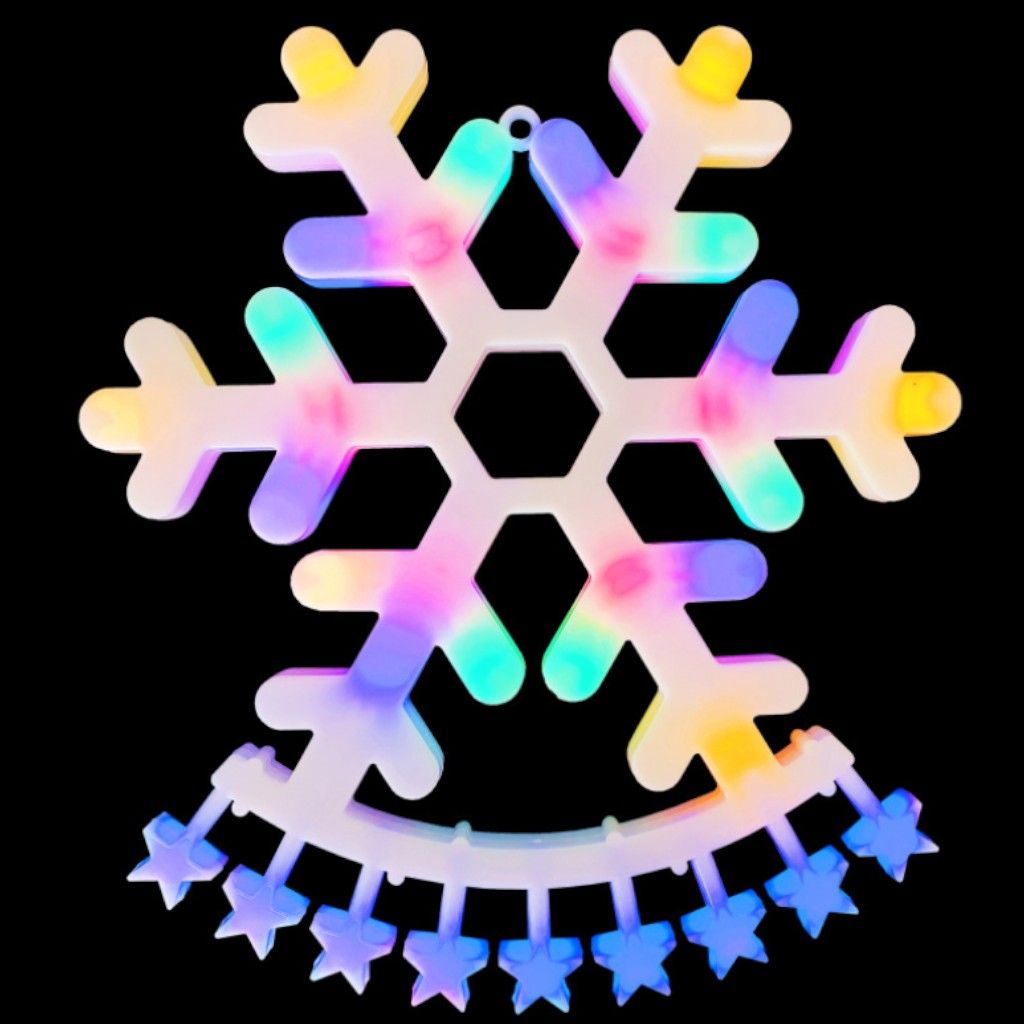 Instalație Luminoasă de Crăciun cu 9 Șiruri LED Multicolore, Model Brad Piramidal cu Fulg în Vârf