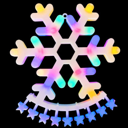 Instalație Luminoasă de Crăciun cu 9 Șiruri LED Multicolore, Model Brad Piramidal cu Fulg în Vârf