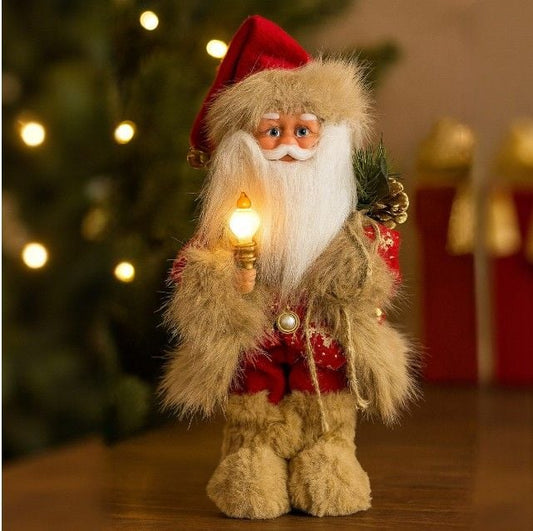 Moș Crăciun Interactiv cu Lumină LED și Muzică, 32cm