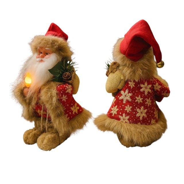 Moș Crăciun Interactiv cu Lumină LED și Muzică, 32cm