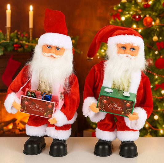 Moș Crăciun Dansator 28cm cu Muzică și Lumină LED