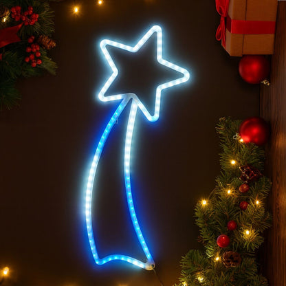 Decoratiune Crăciun 65x28cm Model Stea, cu Lumină Multicolora LED din Silicon