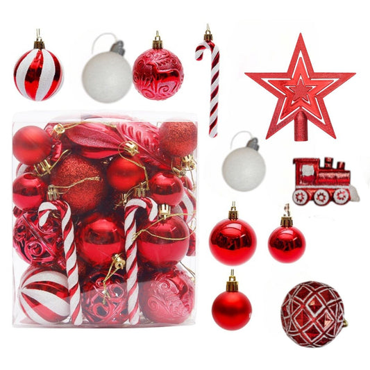 Globuri Craciun 25/set si Stea Varf de Brad 13cm