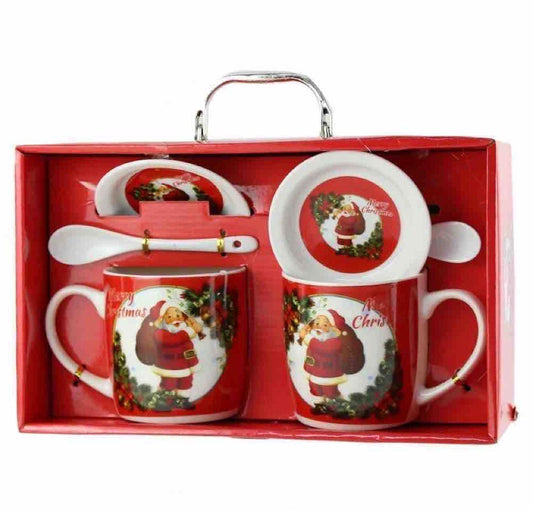 Set 2 Căni Crăciun cu Capace și Linguri - MagiaBradului